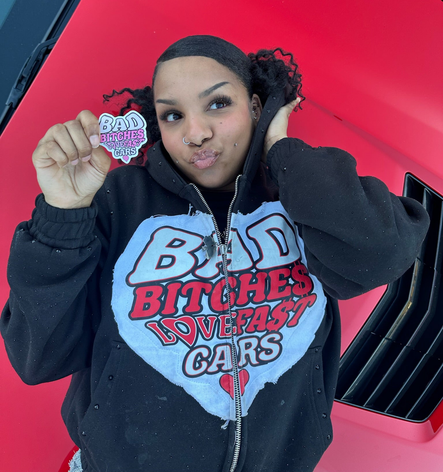 bad bitches cherry rhinestone jacket