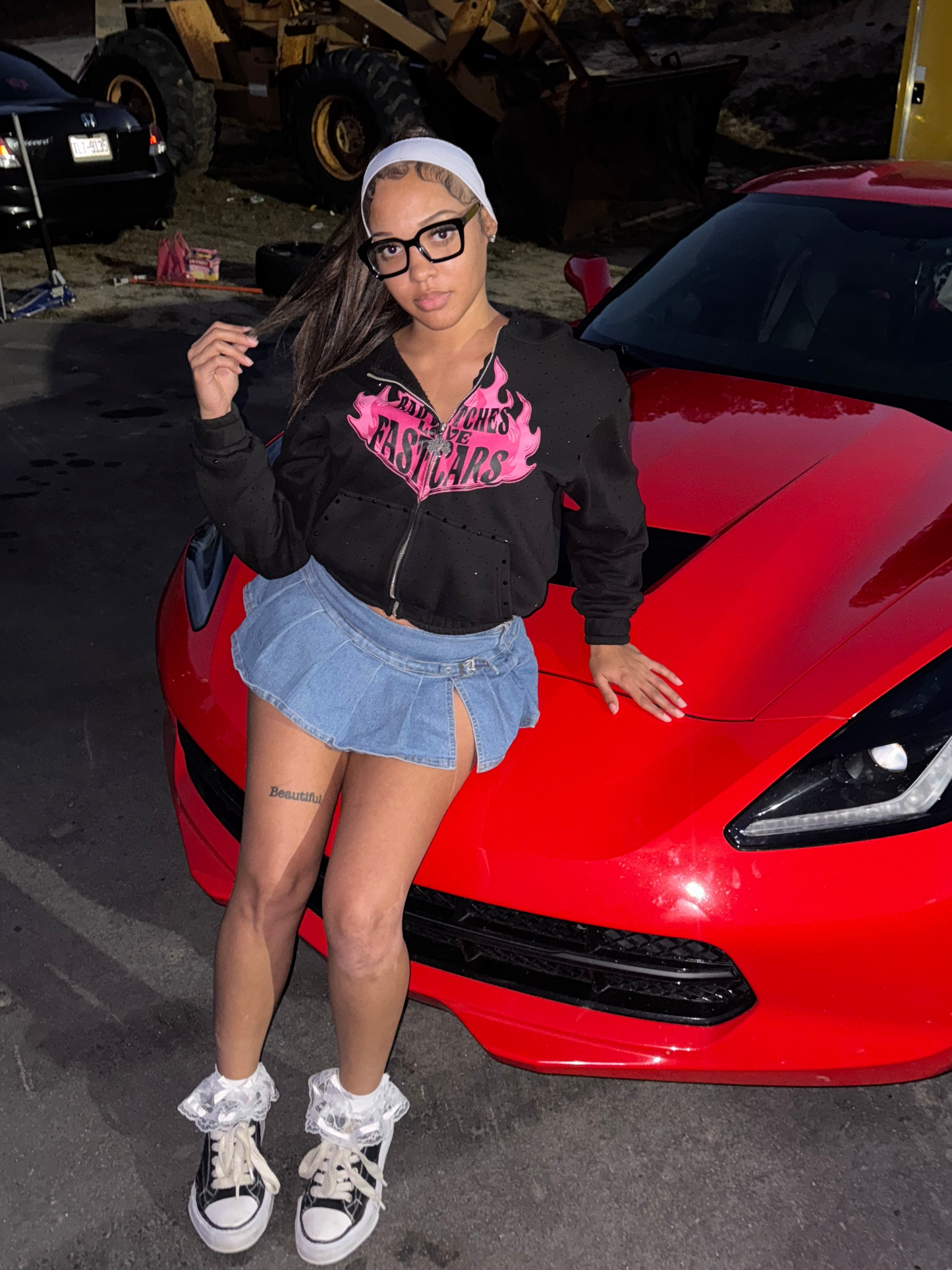 pink flame bad bitches rhinestone zip up