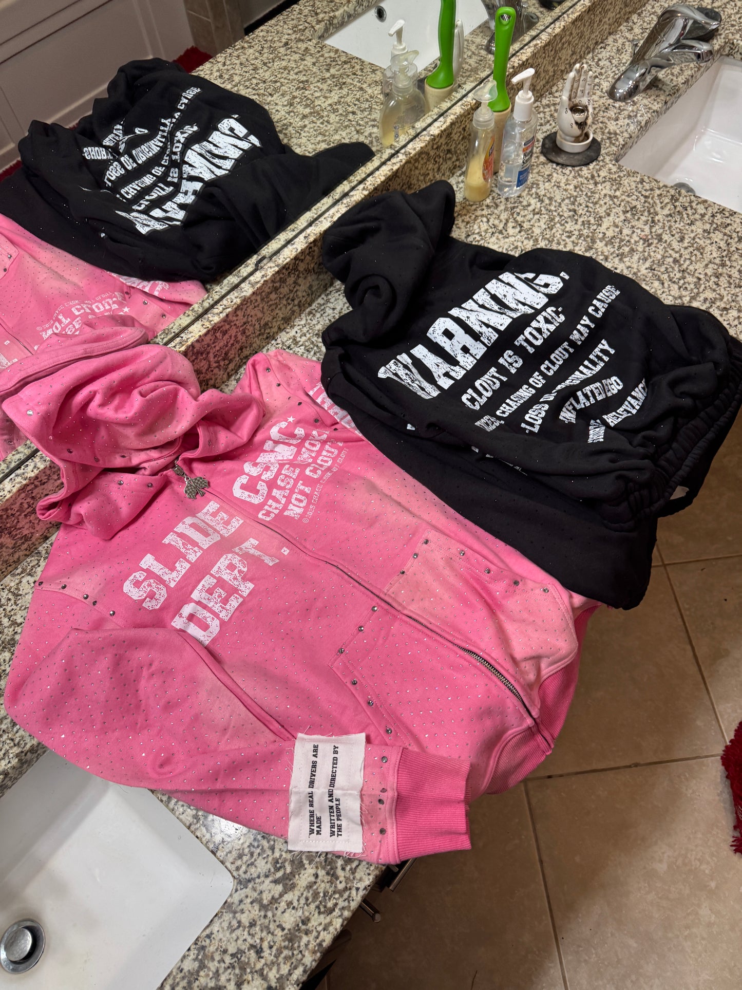 Chase smoke not clout rhinestone zip up